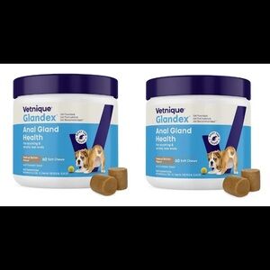 Glandex Anal Gland Fiber for Dogs 60 Count Peanut Butter Soft Chews x 2-Pack